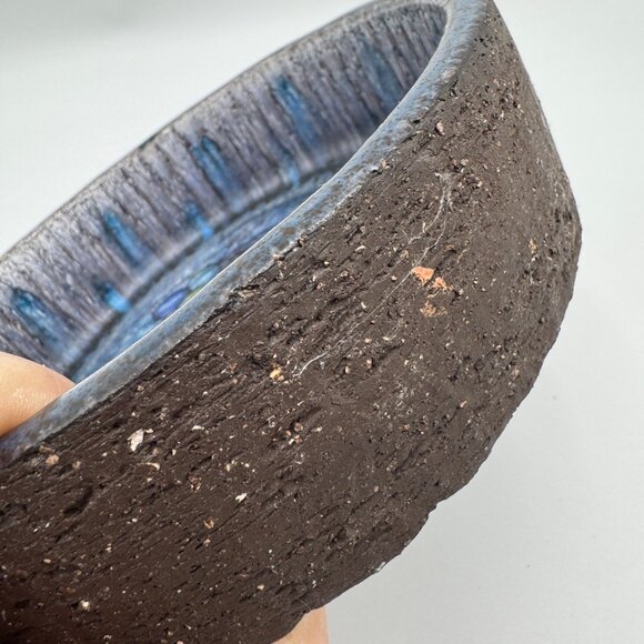 Vintage Bangholm Keramik Bowl Made in Denmark Studio  brown blue abstract design - Picture 5 of 11